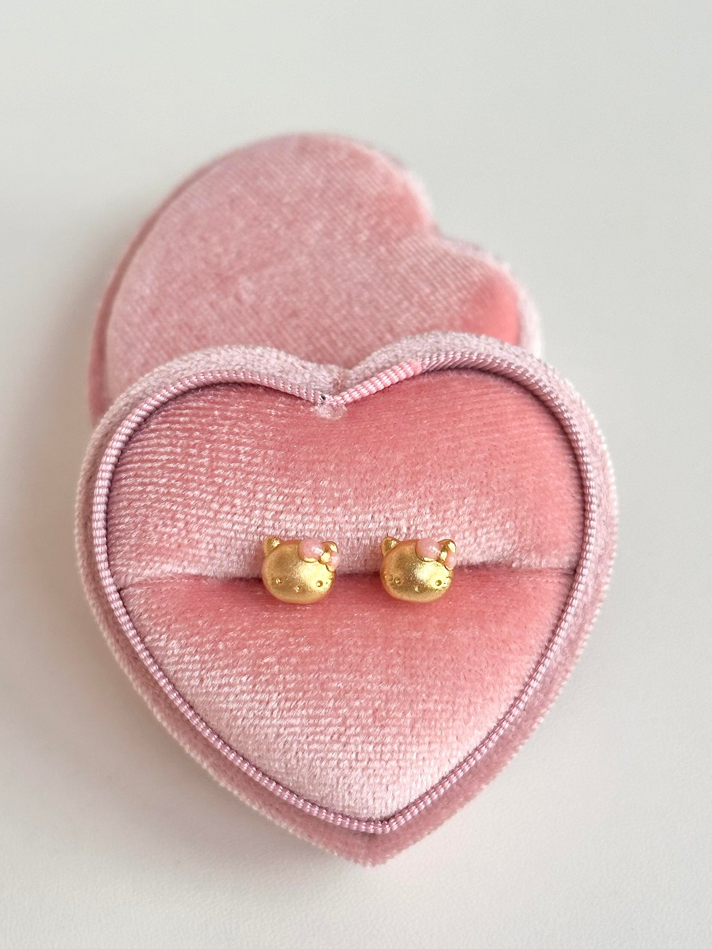 Hello Kitty Pink Bow Gold Color Earrings 2pcs