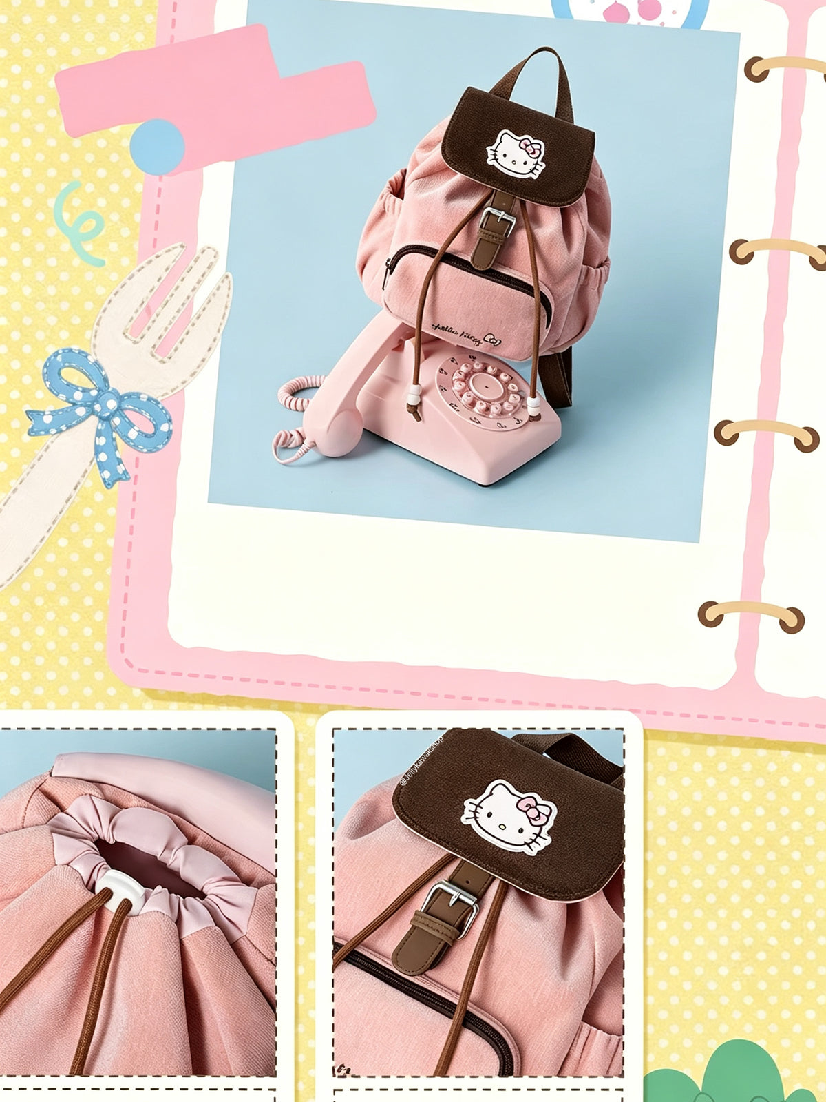 Hello Kitty Pink and Brown Collection Shoulder Bag