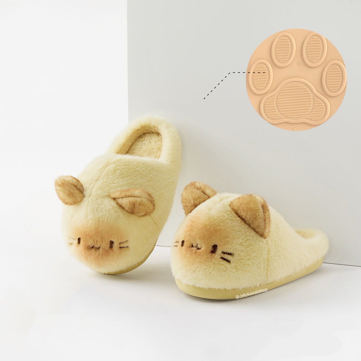 Girly Cute Cat Fuzzy Slippers Non-slip Shoes