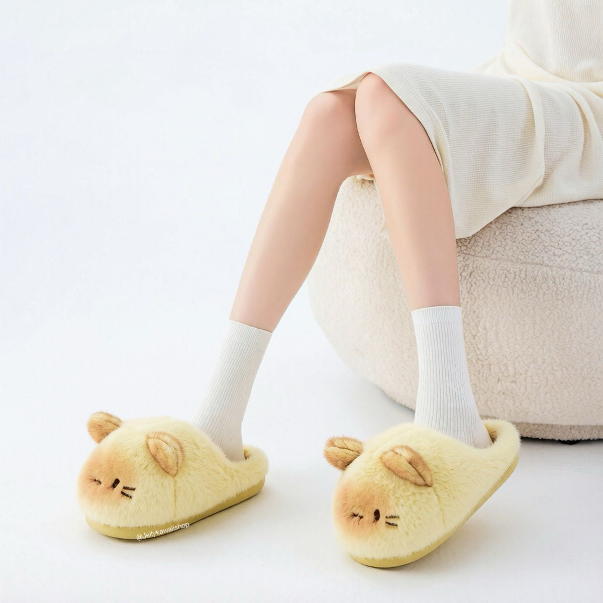 Girly Cute Cat Fuzzy Slippers Non-slip Shoes