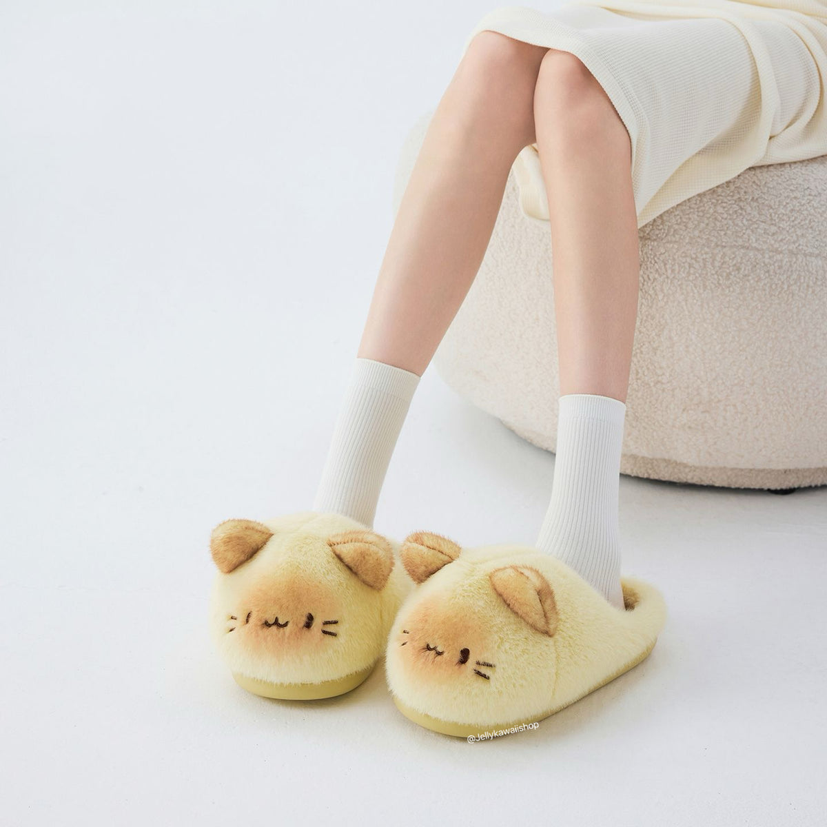 Girly Cute Cat Fuzzy Slippers Non-slip Shoes