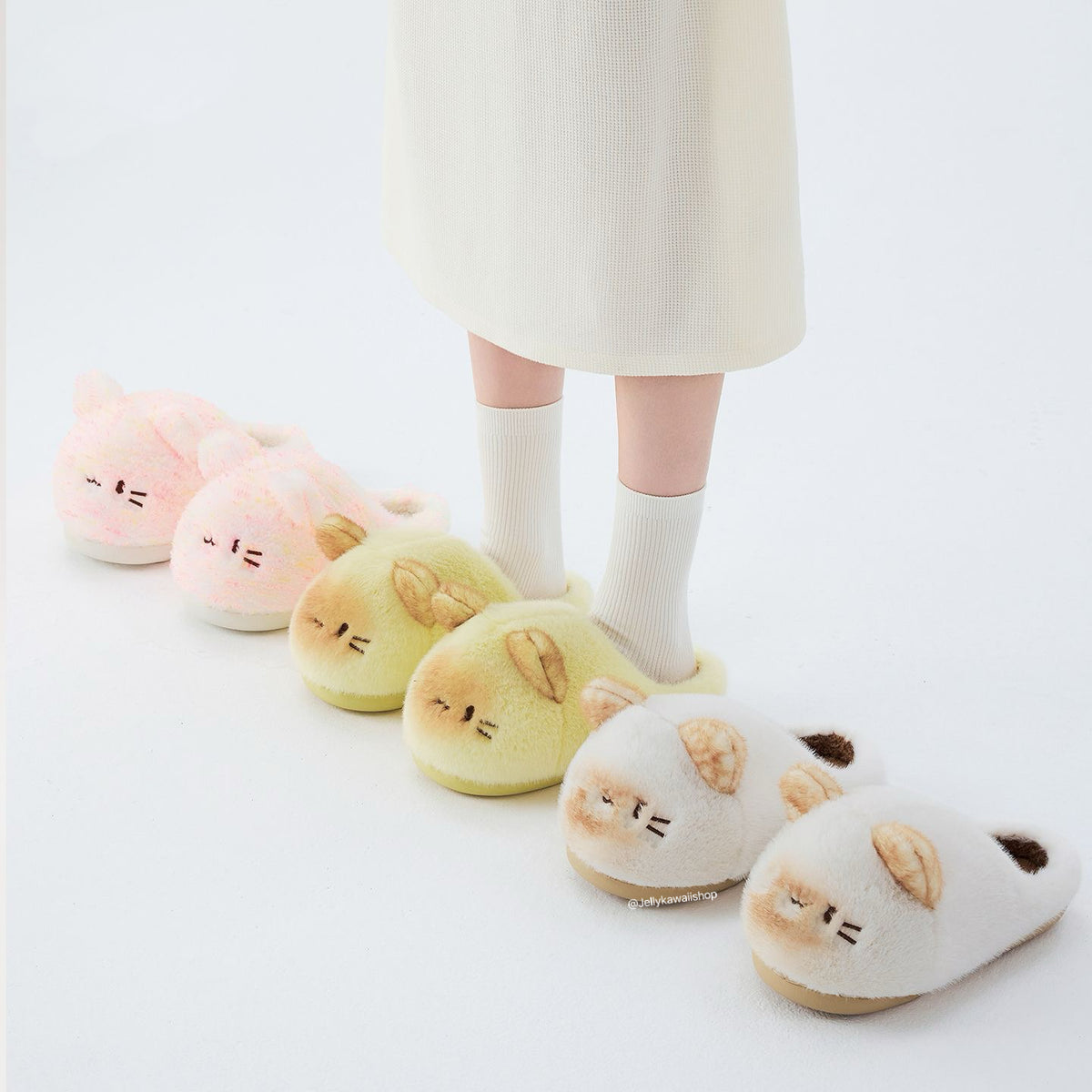 Girly Cute Cat Fuzzy Slippers Non-slip Shoes