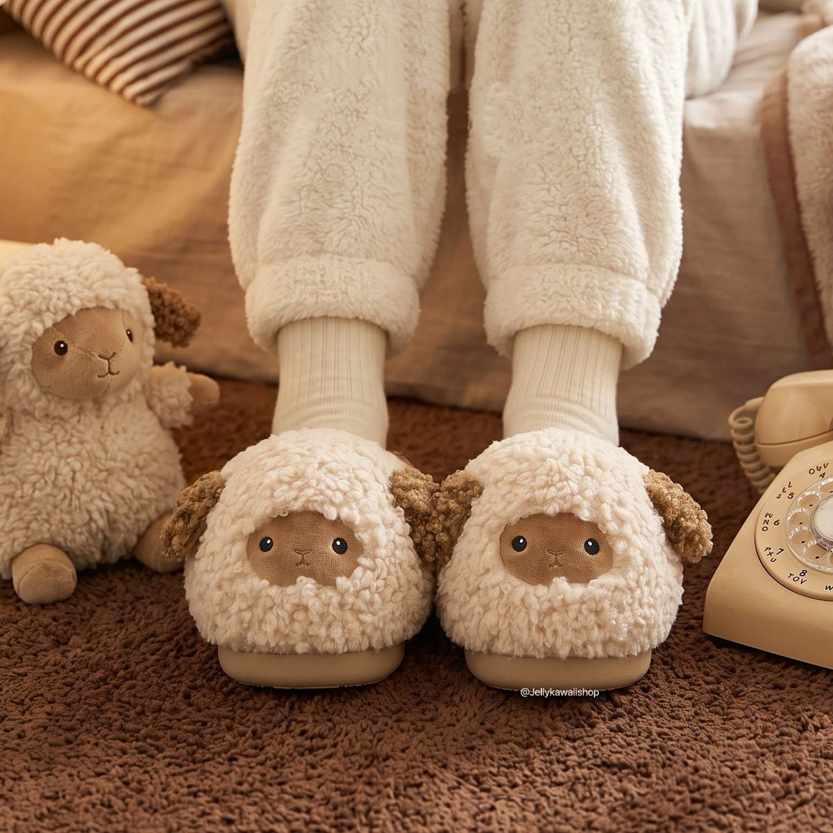 Sheep Fuzzy Slippers Non-slip Shoes