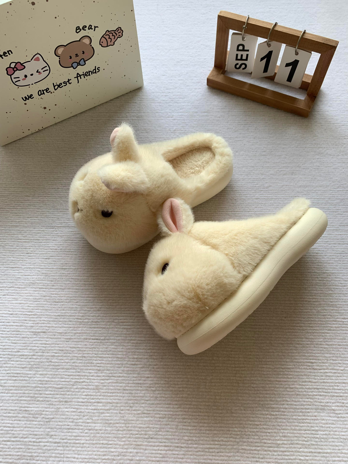 Girly Cute Plush Rabbit Bunny Slippers