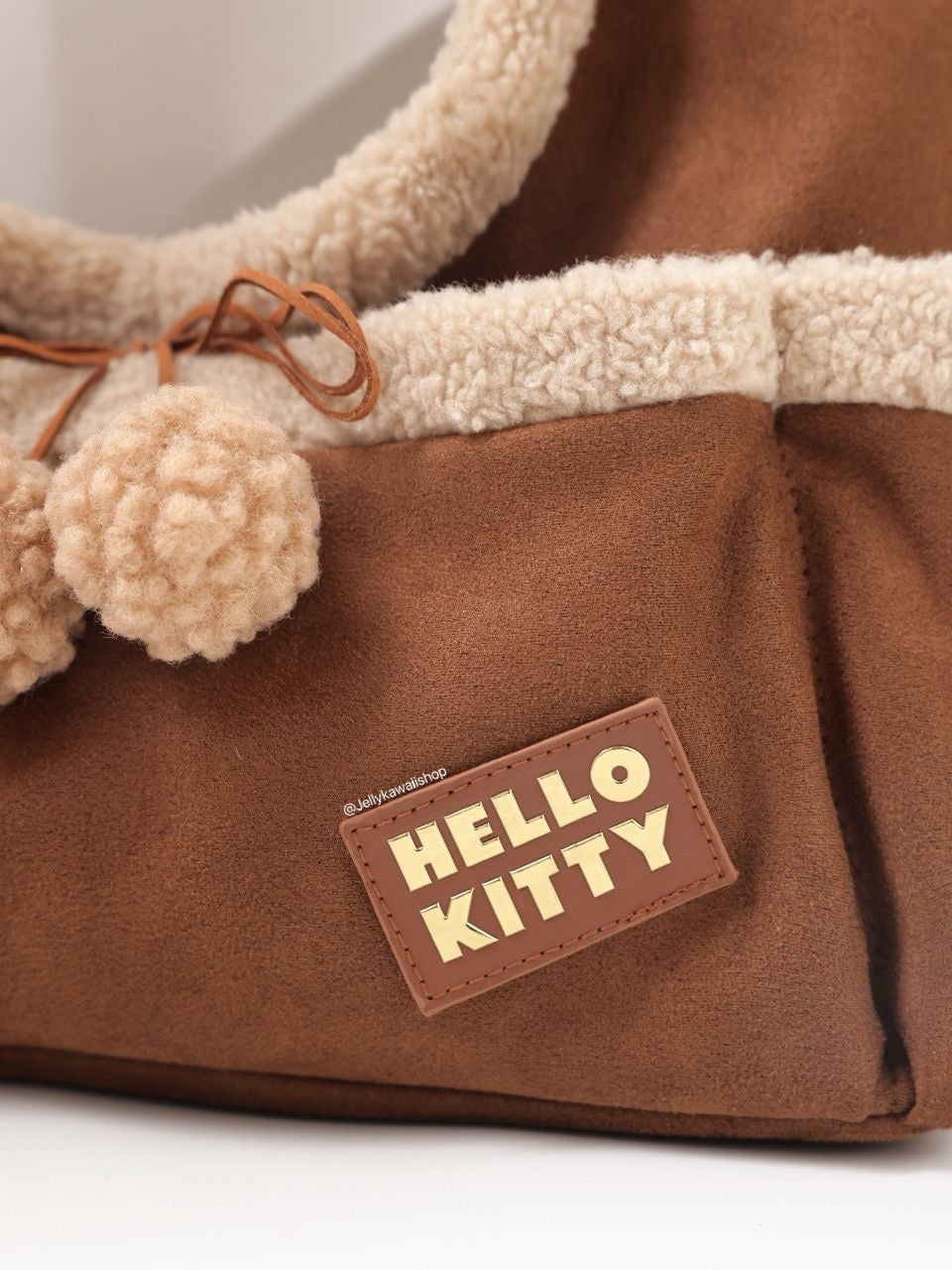 Hello Kitty Fuzzy Trim Tote Bag Shoulder Bag