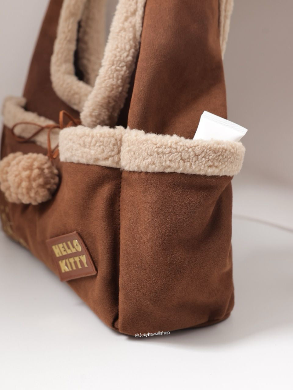 Hello Kitty Fuzzy Trim Tote Bag Shoulder Bag