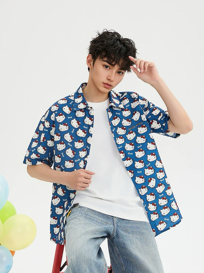Hellokitty Shirts Short Sleeve Summer Collared Blouses Tops