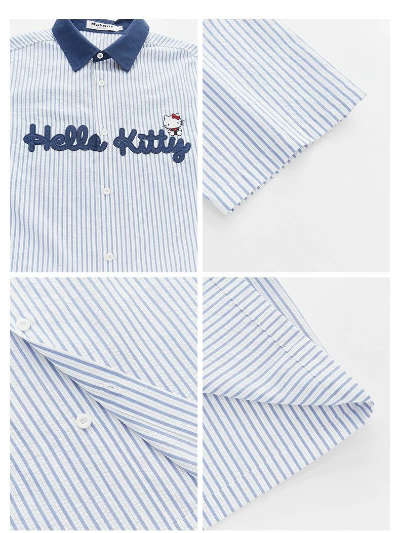 Hellokitty Shirts Short Sleeve Summer Collared Blouses Tops
