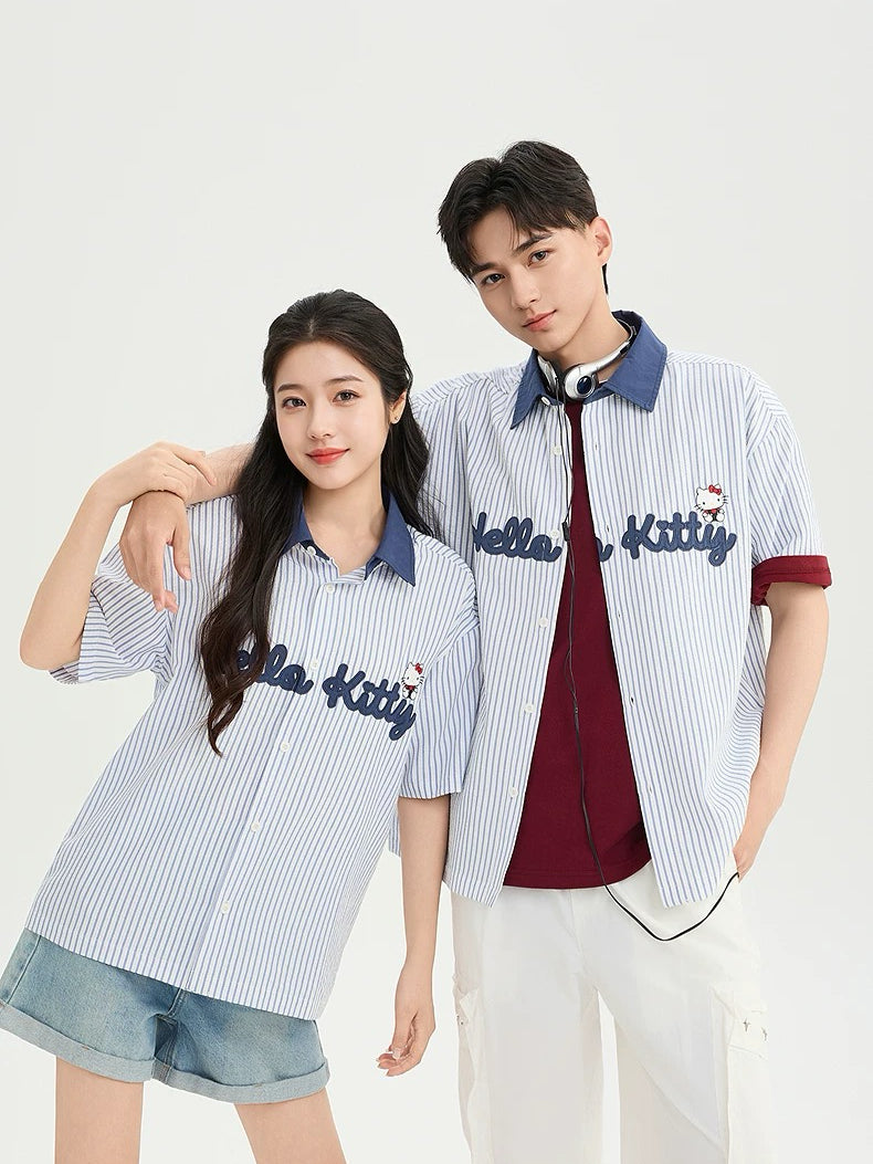 Hellokitty Shirts Short Sleeve Summer Collared Blouses Tops