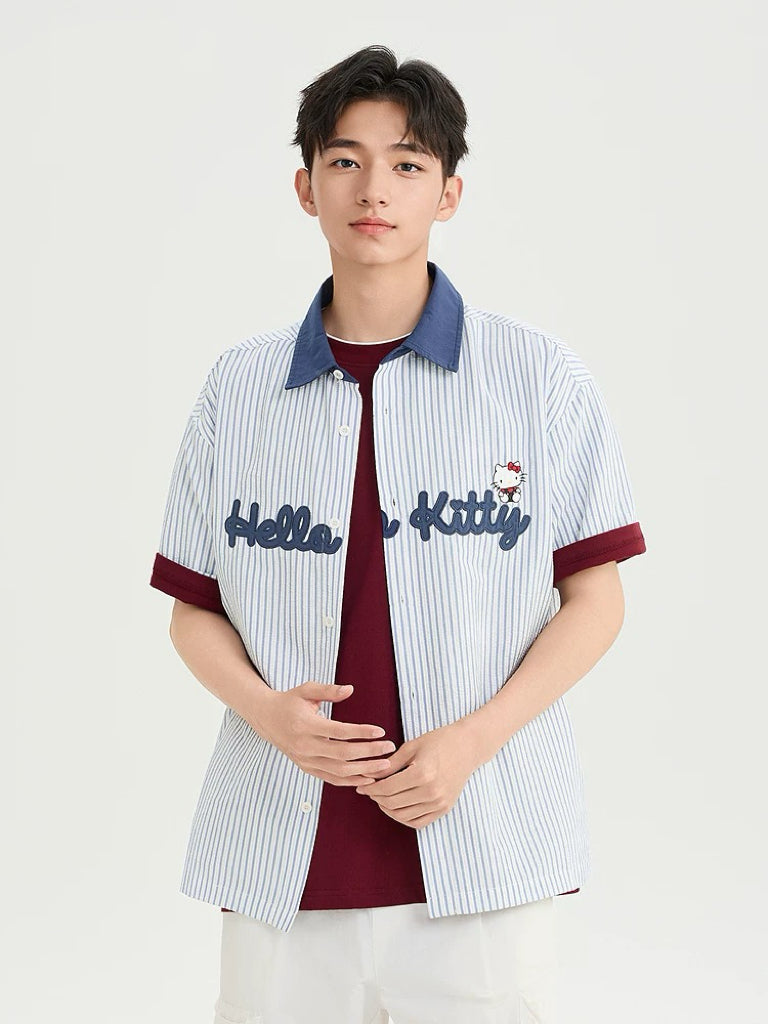 Hellokitty Shirts Short Sleeve Summer Collared Blouses Tops