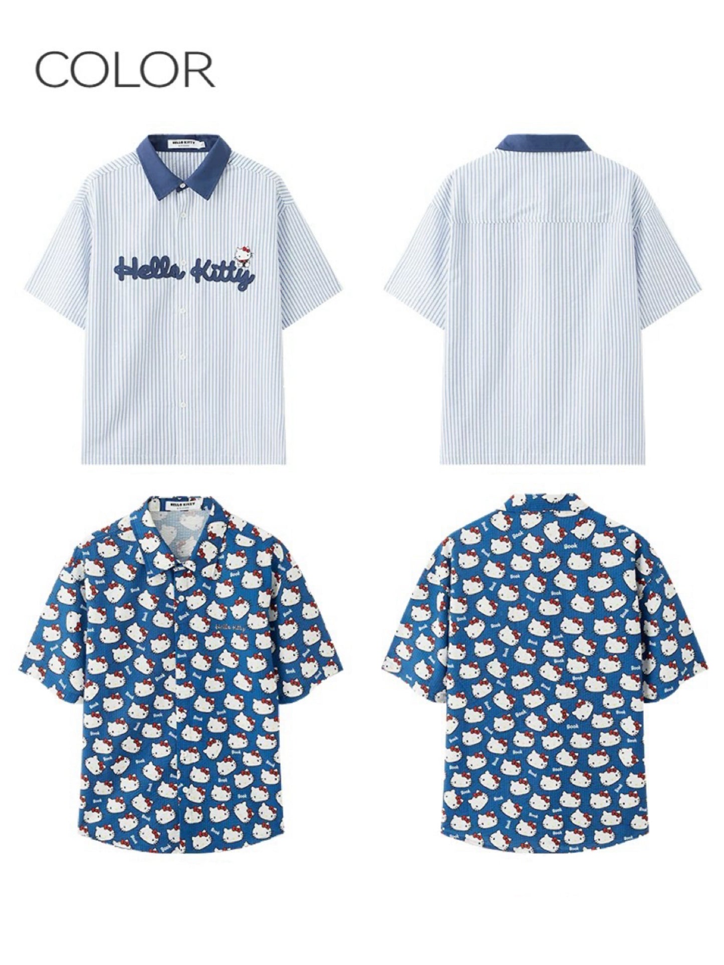Hellokitty Shirts Short Sleeve Summer Collared Blouses Tops