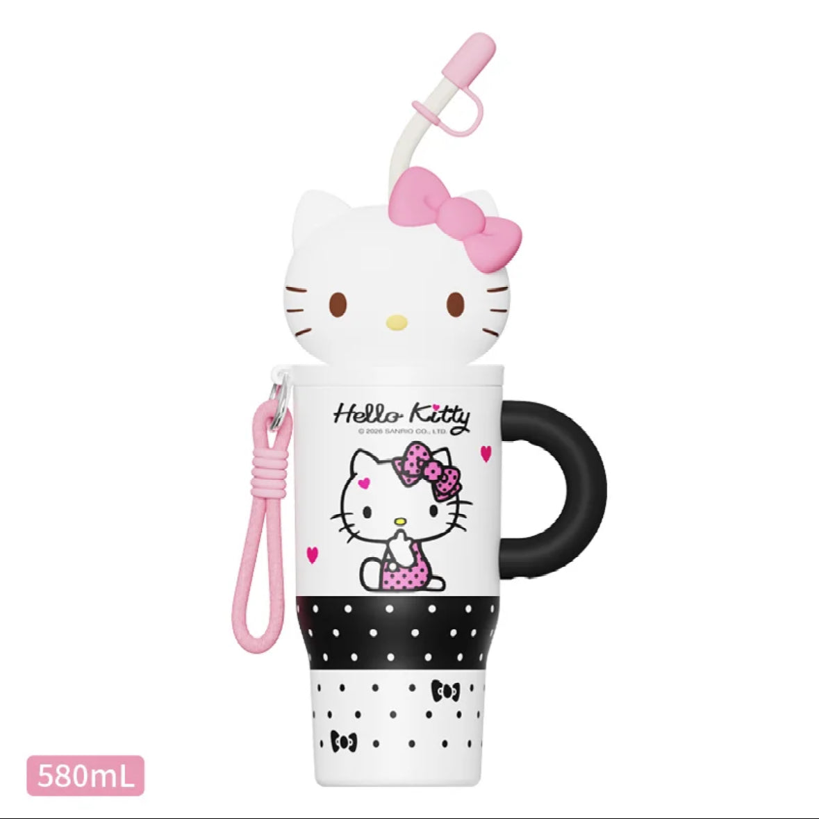 Hello Kitty Tumbler Stainless Steel Insulated Cup with Lid & Straw