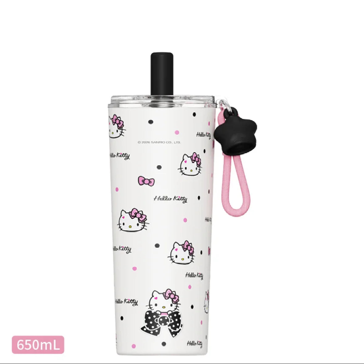 Hello Kitty Tumbler Stainless Steel Insulated Cup with Lid & Straw