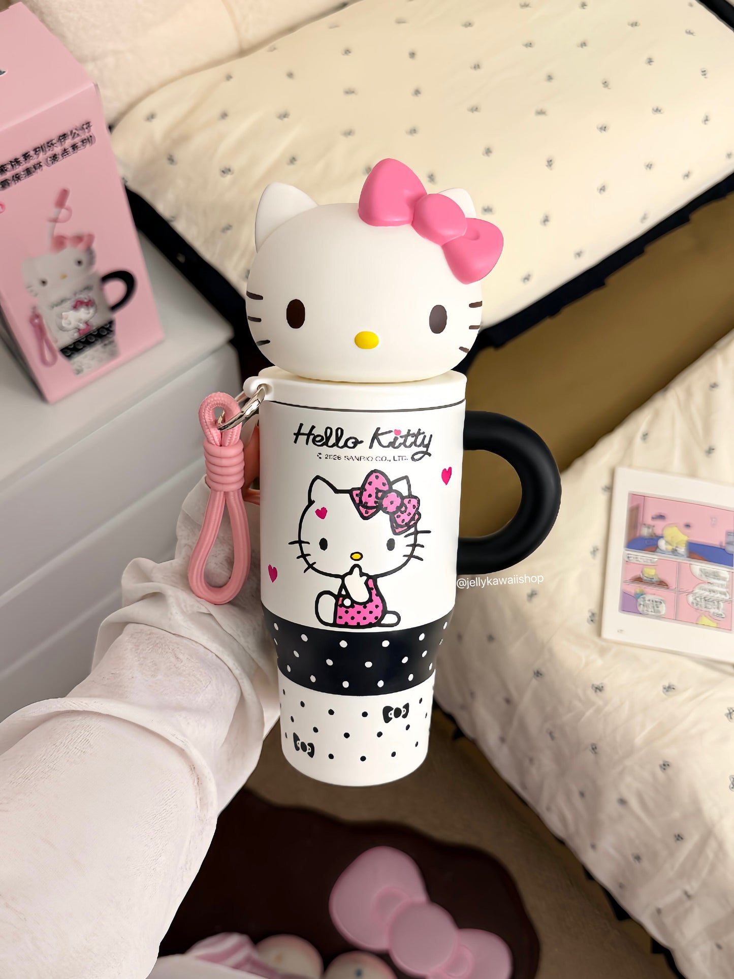 Hello Kitty Tumbler Stainless Steel Insulated Cup with Lid & Straw