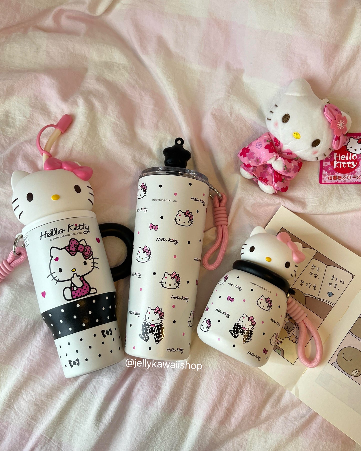 Hello Kitty Tumbler Stainless Steel Insulated Cup with Lid & Straw