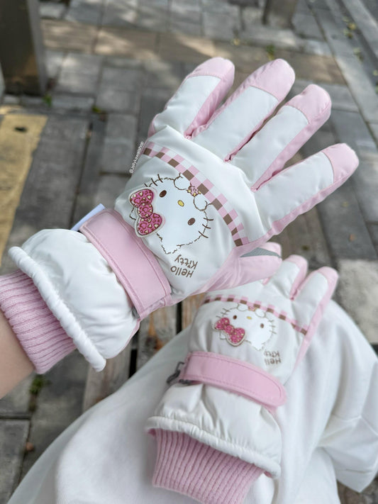 Hello Kitty Winter Snow Gloves Waterproof Ski Gloves