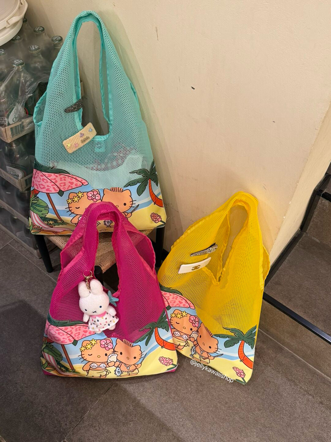 Hellokitty Mesh Beach Bag Summer Tote Bag