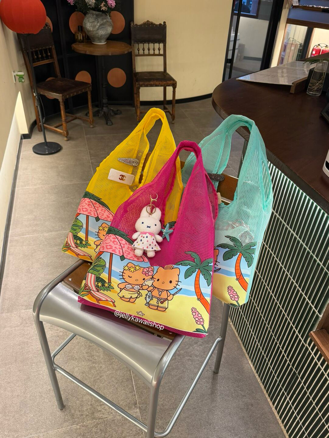 Hellokitty Mesh Beach Bag Summer Tote Bag