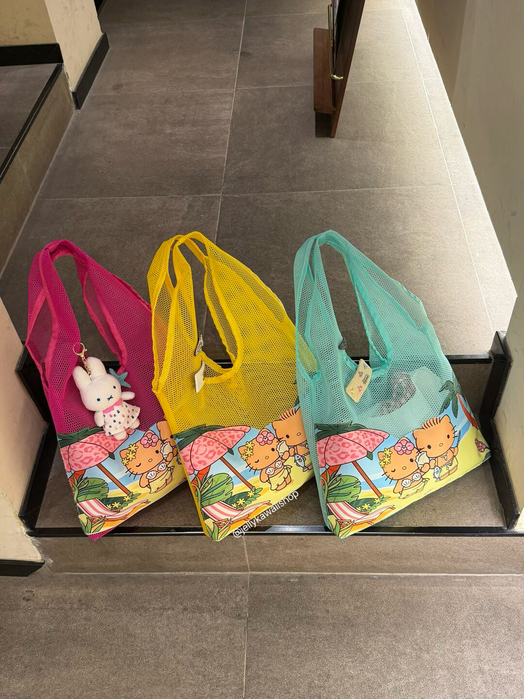 Hellokitty Mesh Beach Bag Summer Tote Bag
