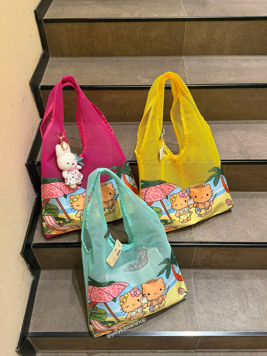 Hellokitty Mesh Beach Bag Summer Tote Bag