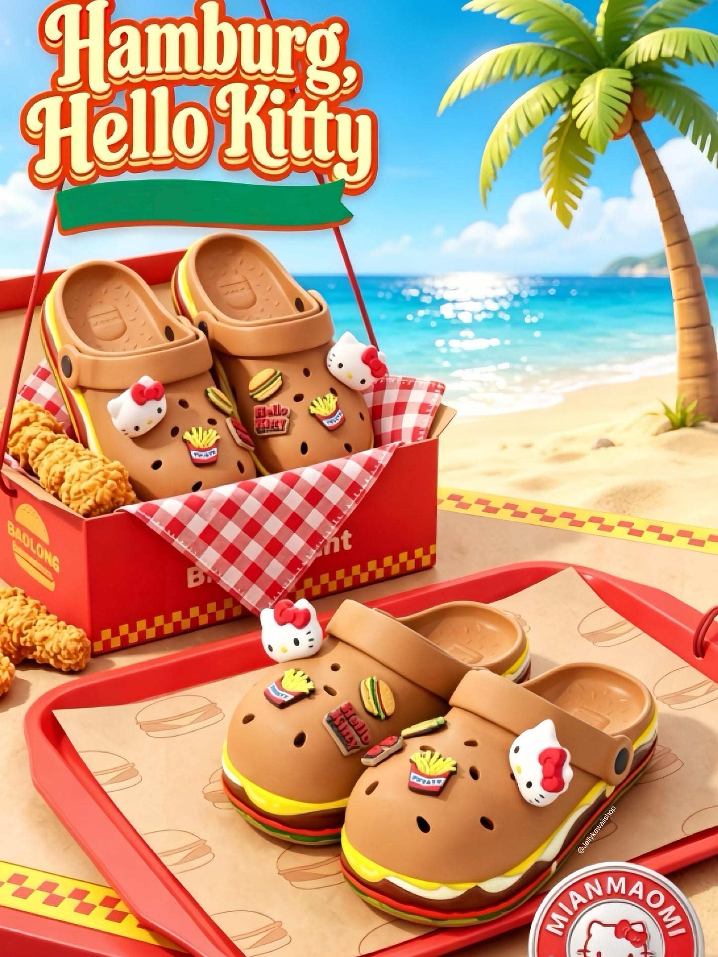 Hello Kitty Hamburger Clogs Shoes Sandals Slippers
