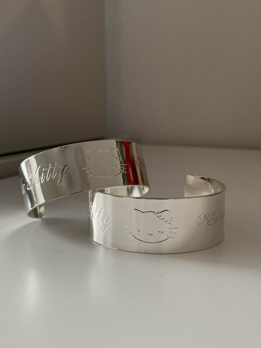 Hellokitty Cuff Bangle Silver Bracelet
