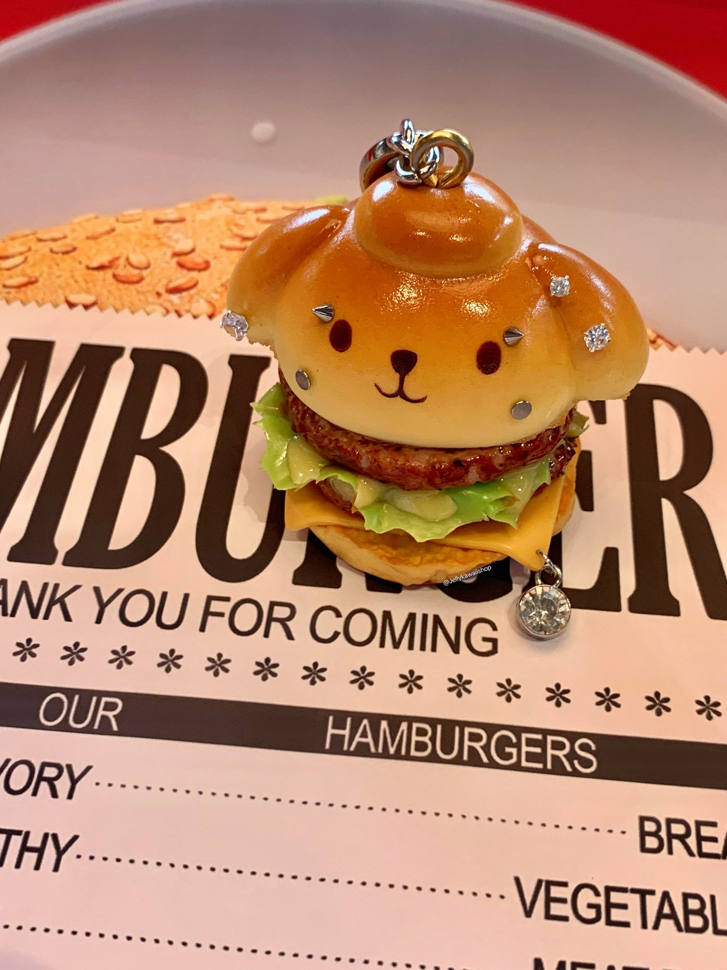 Hello kitty Handmade Hamburger Keychain Bag Charms