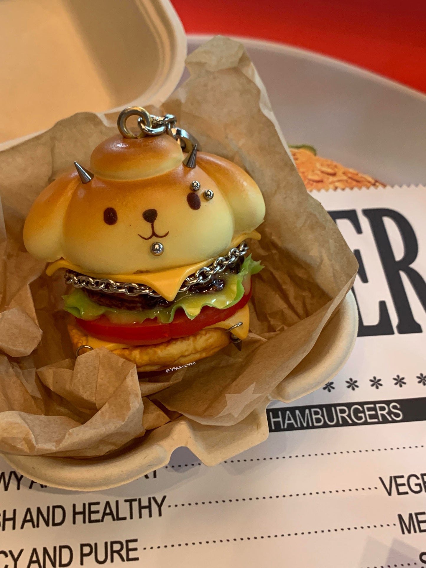 Hello kitty Handmade Hamburger Keychain Bag Charms