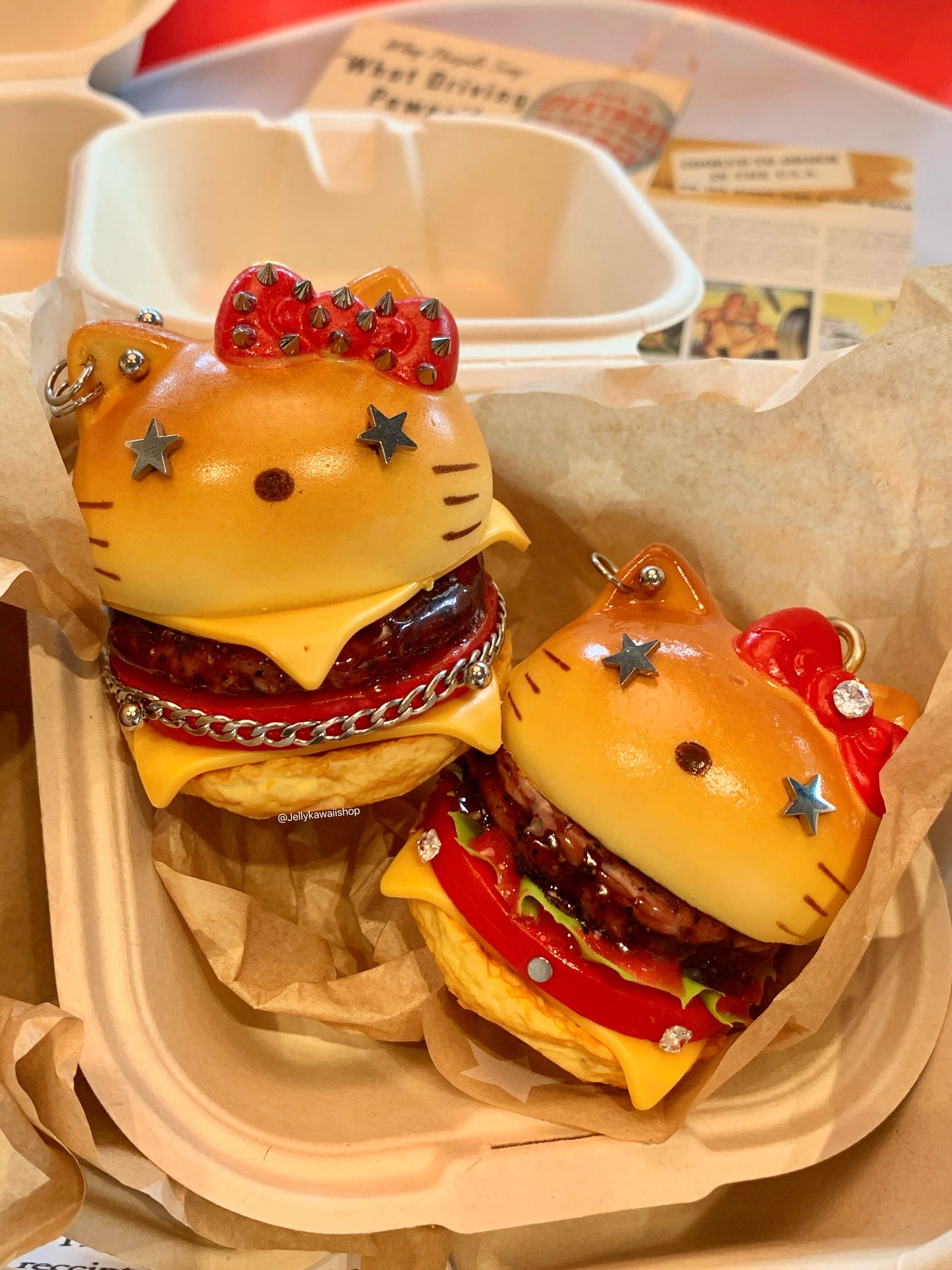 Hello kitty Handmade Hamburger Keychain Bag Charms