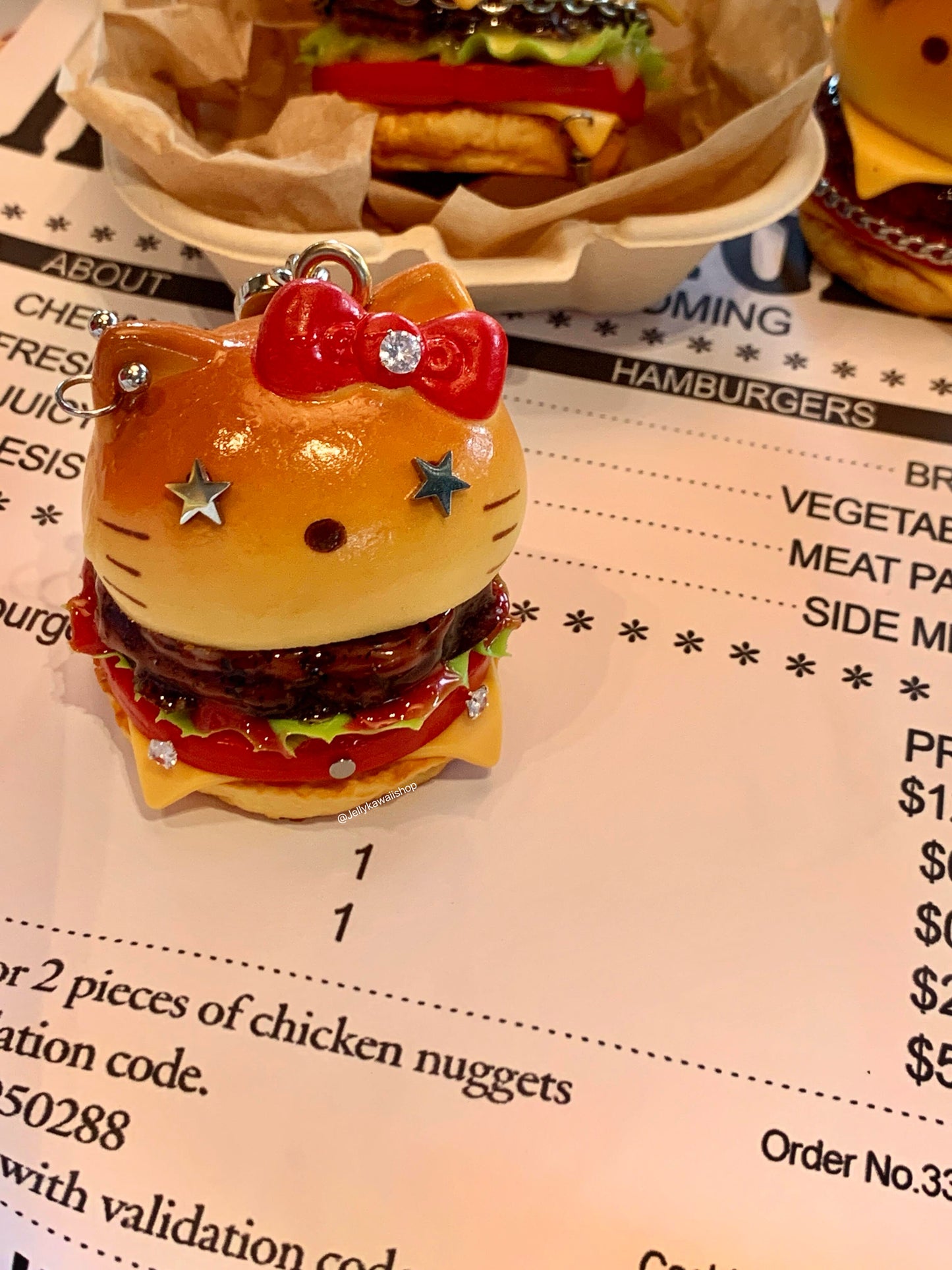 Hello kitty Handmade Hamburger Keychain Bag Charms