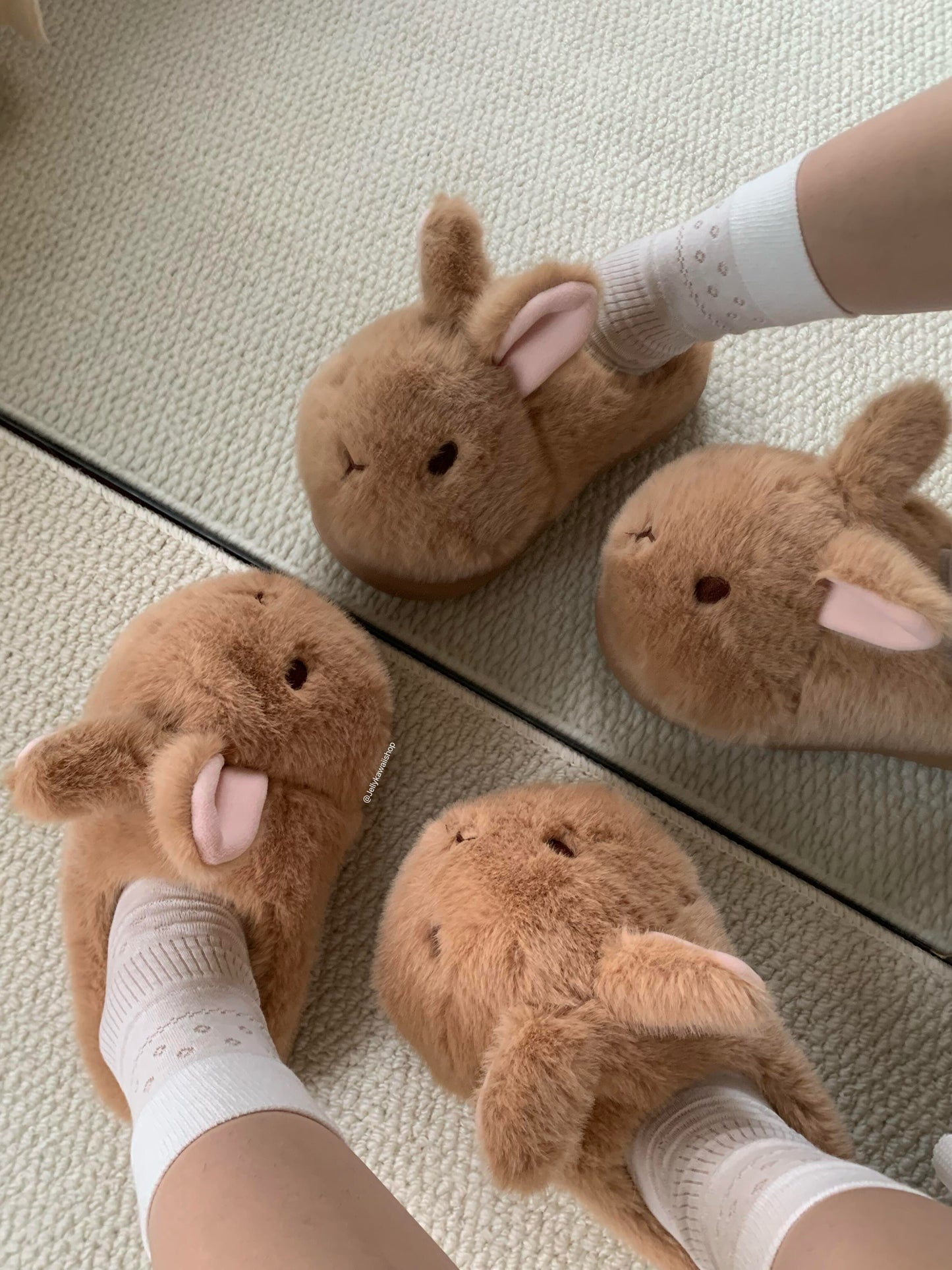 Girly Cute Plush Rabbit Bunny Slippers