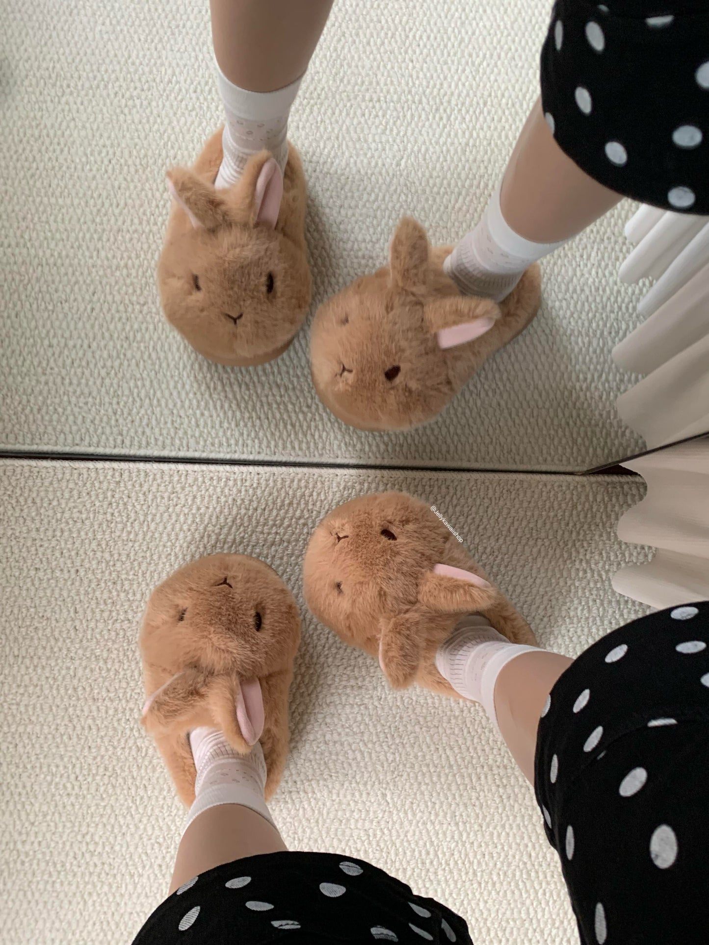 Girly Cute Plush Rabbit Bunny Slippers