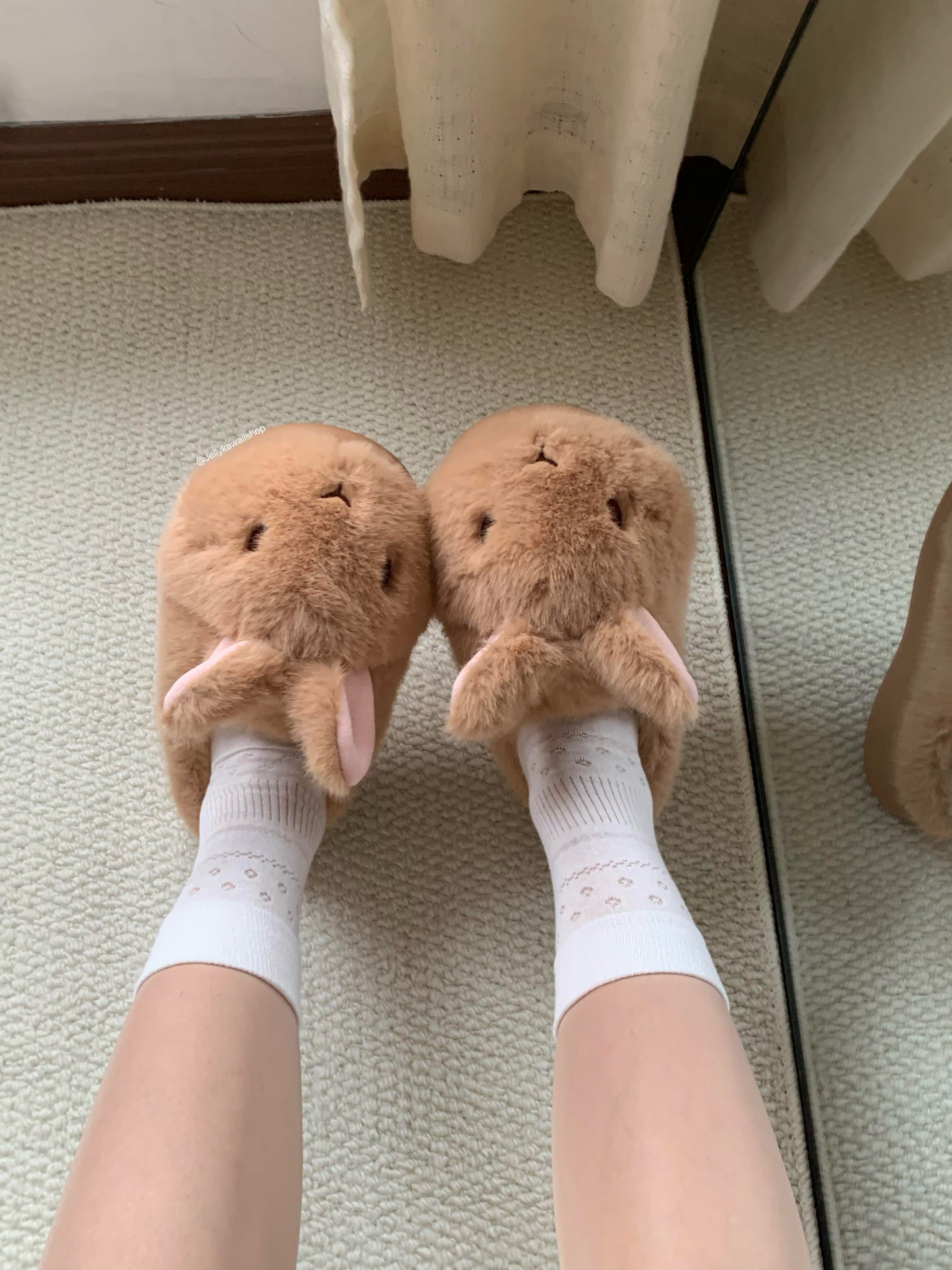 Girly Cute Plush Rabbit Bunny Slippers