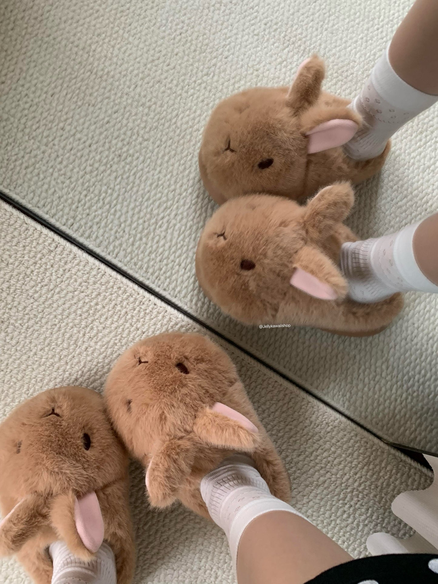 Girly Cute Plush Rabbit Bunny Slippers