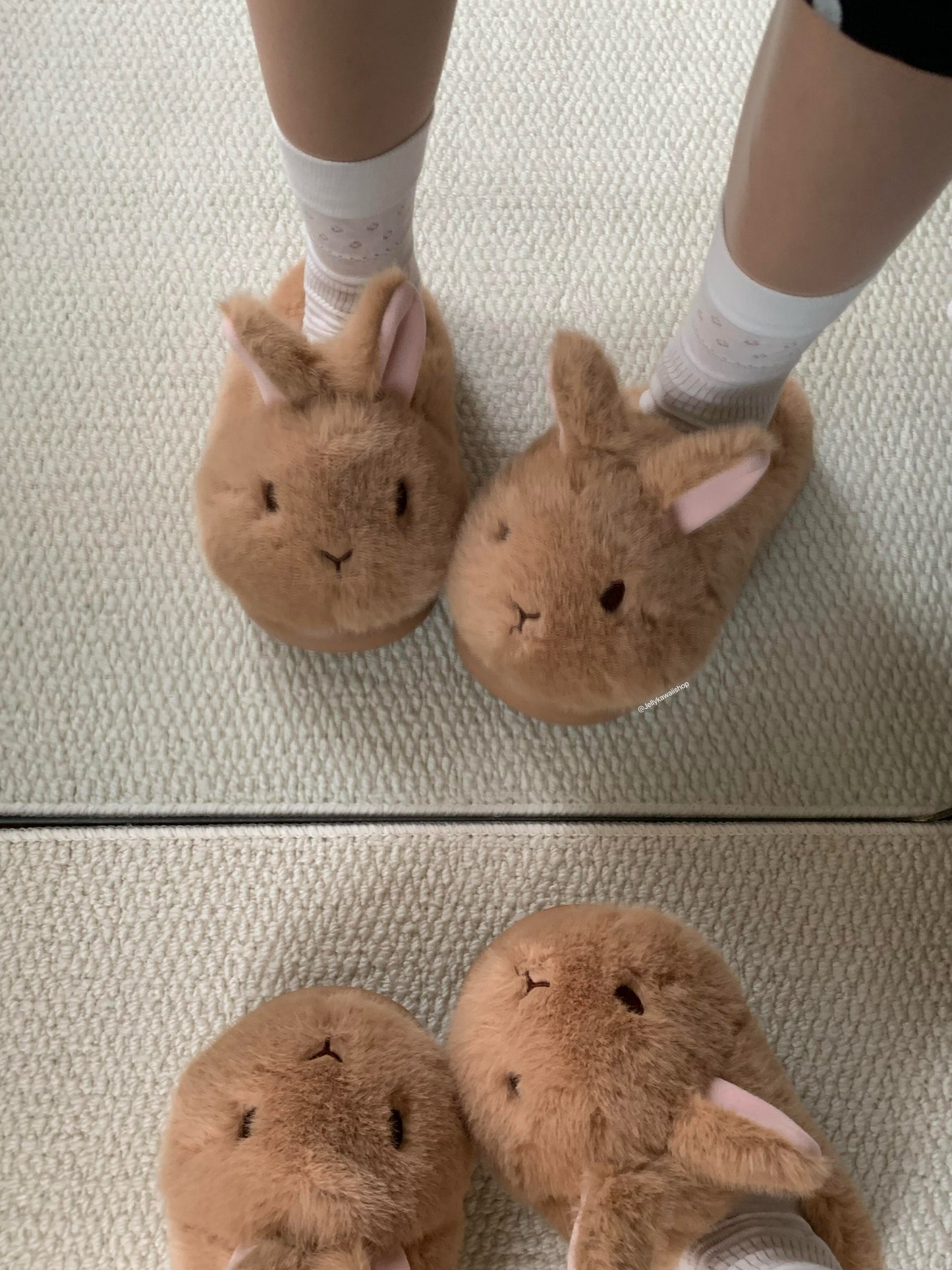 Girly Cute Plush Rabbit Bunny Slippers