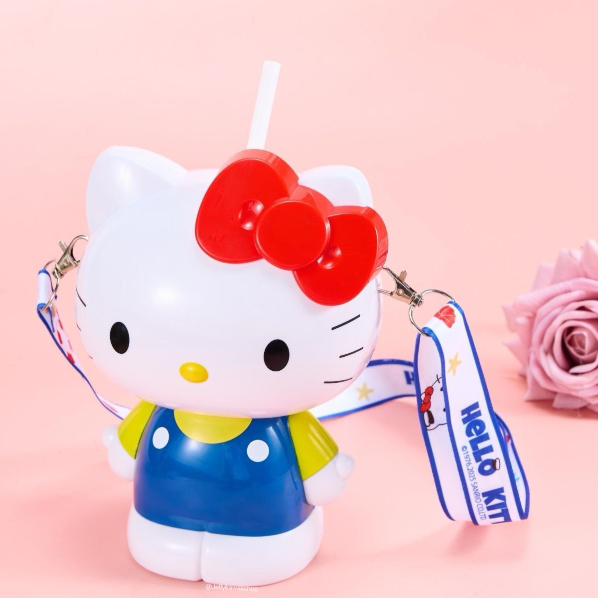 Hellokitty Designer Cup with Straw and Shoulder Strap