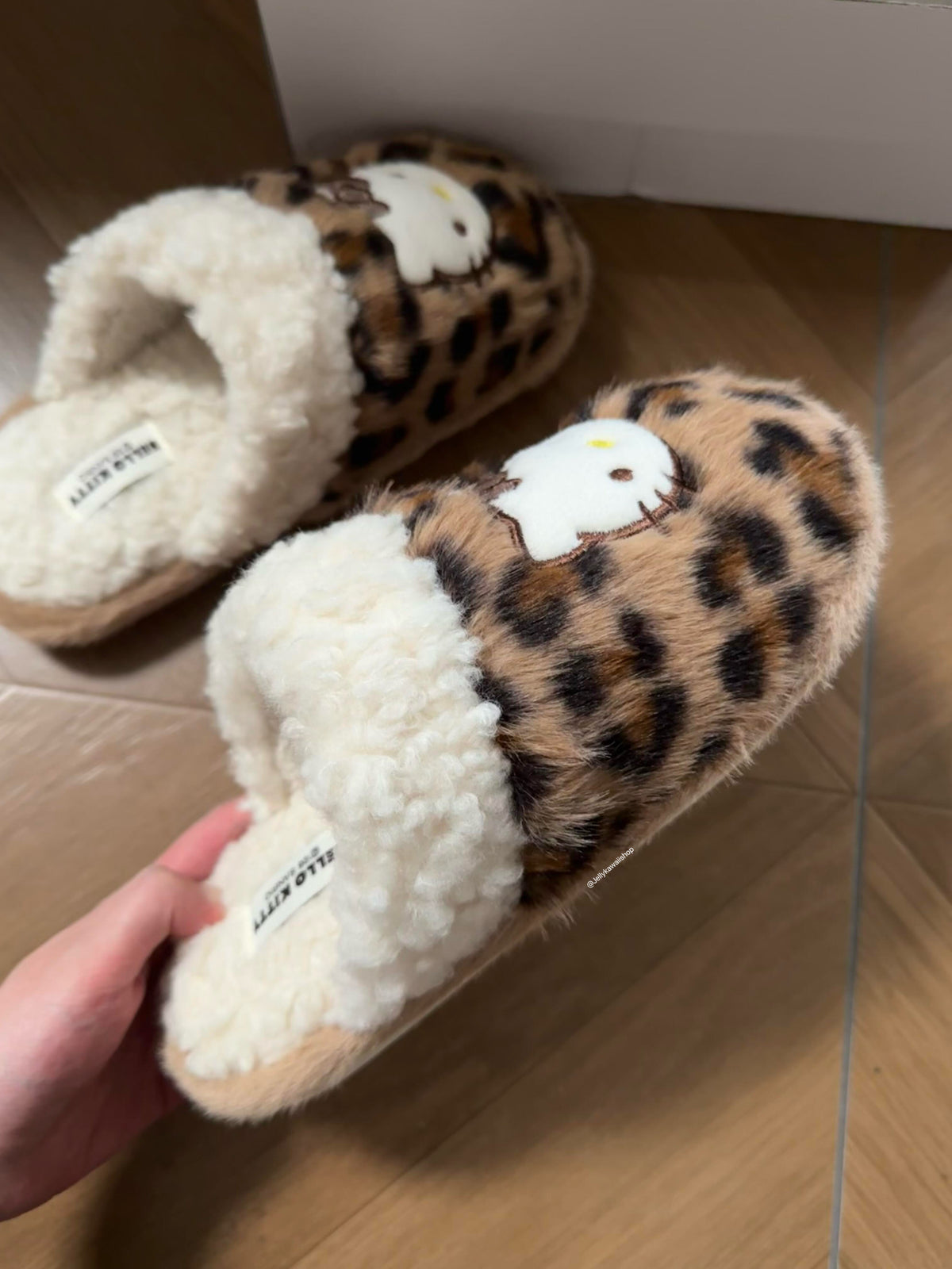 Hello Kitty Leopard Print Plush Slippers