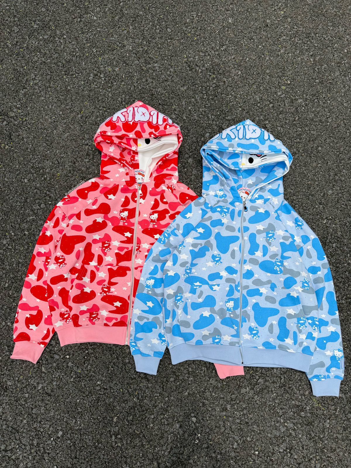 Hello Kitty Camouflage Double Layer Hoodie Sweatshirt Jacket