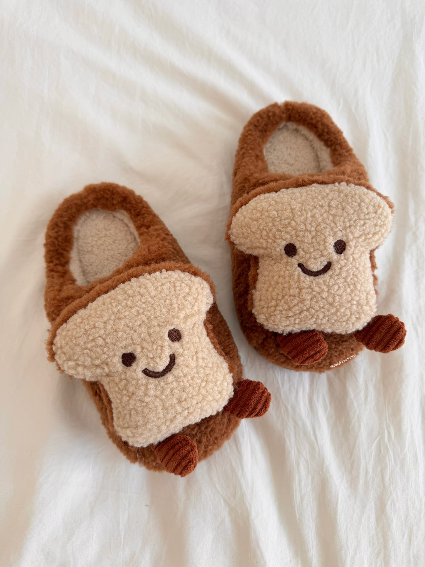 Girly Fuzzy Fluffy Comfy Plush Toast Slippers