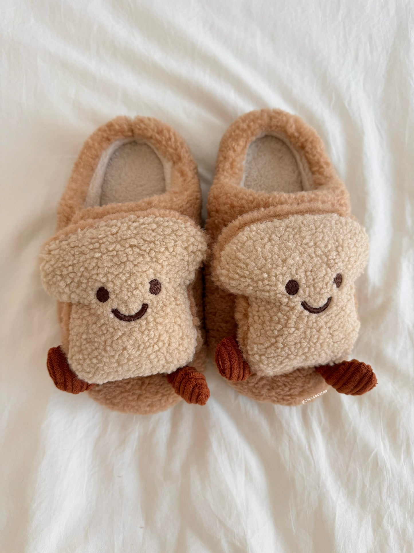 Girly Fuzzy Fluffy Comfy Plush Toast Slippers