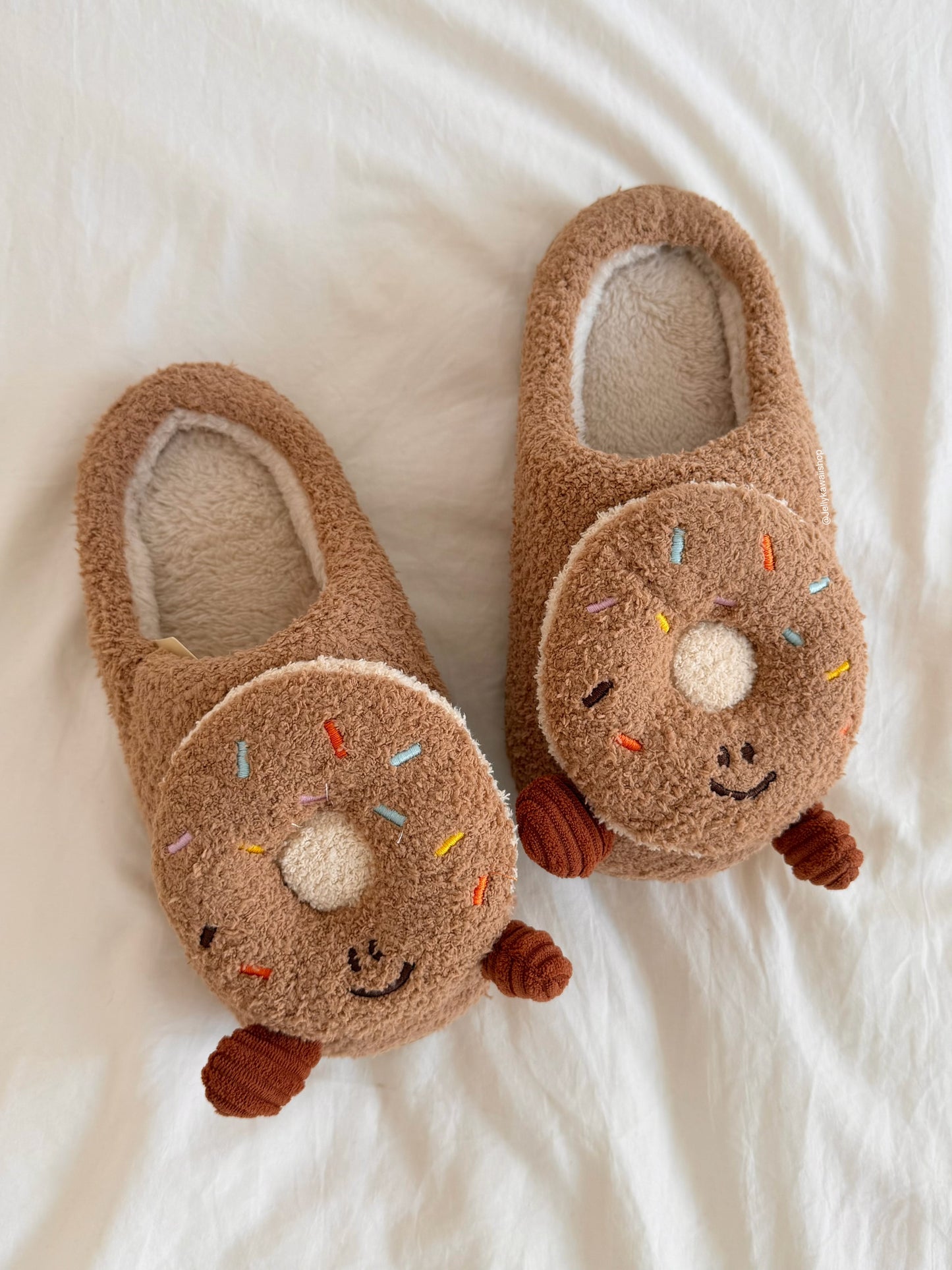 Girly Fuzzy Fluffy Comfy Donut Plush Slippers