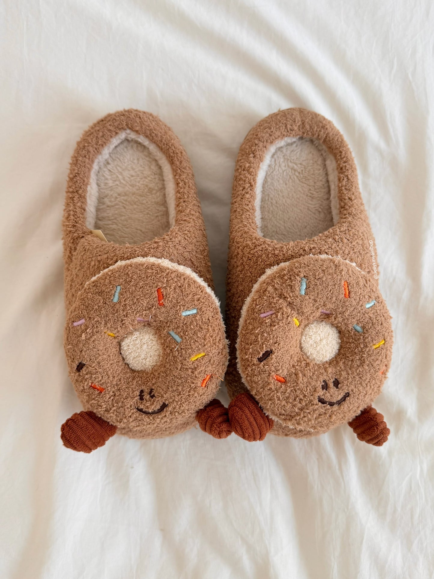 Girly Fuzzy Fluffy Comfy Donut Plush Slippers