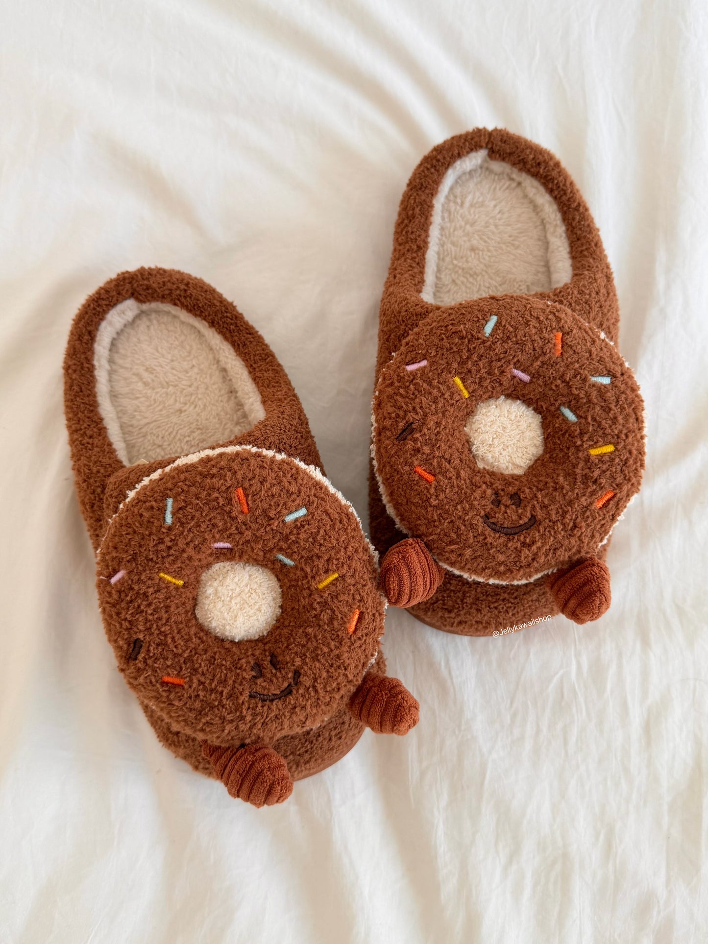 Girly Fuzzy Fluffy Comfy Donut Plush Slippers