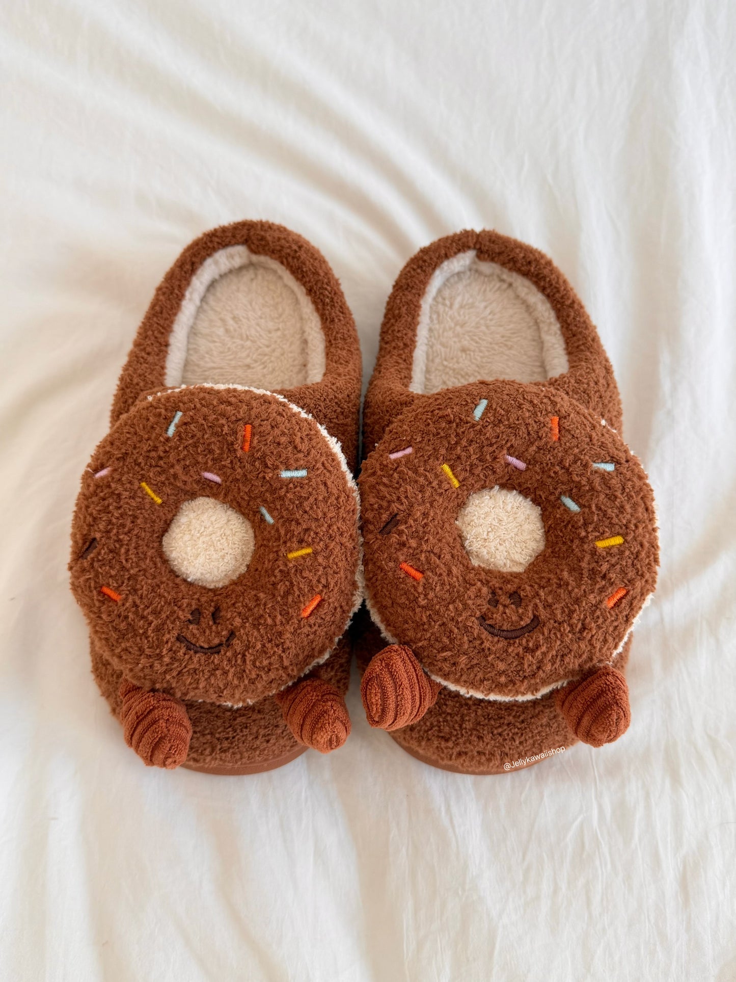 Girly Fuzzy Fluffy Comfy Donut Plush Slippers