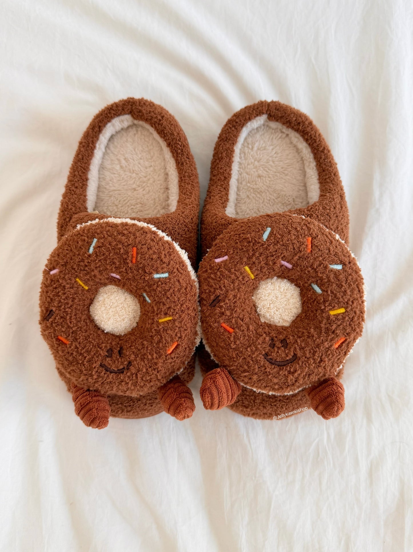 Girly Fuzzy Fluffy Comfy Donut Plush Slippers