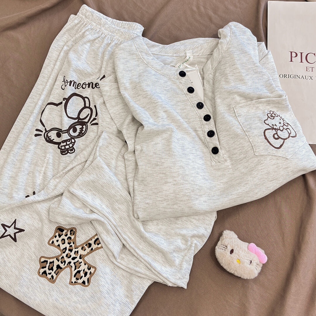 Hello Kitty Long-Sleeve Pajamas Casual Sets