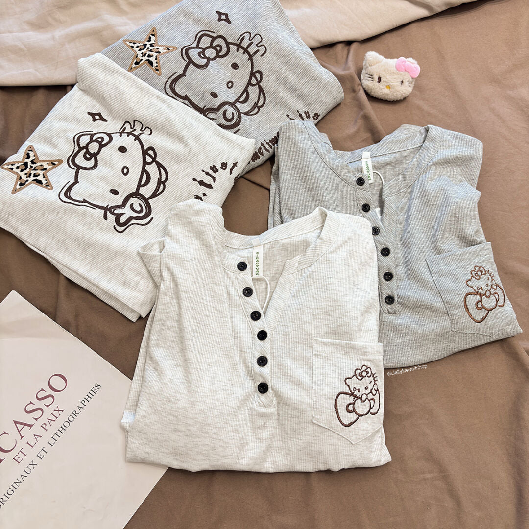 Hello Kitty Long-Sleeve Pajamas Casual Sets