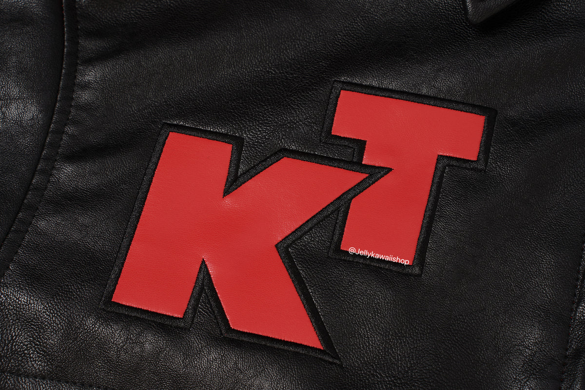 Hello Kitty Black and Red Leather Jacket Unisex Coats