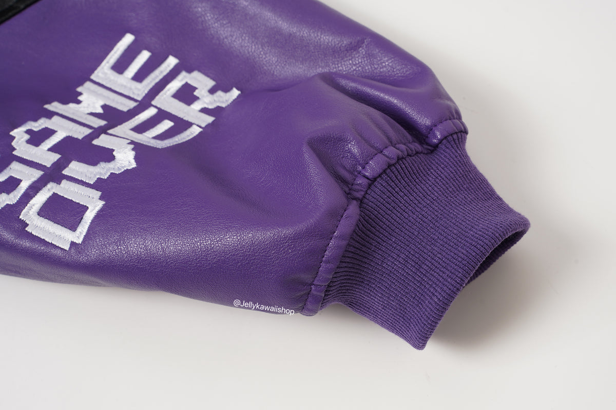 Hello Kitty Black and Purple Leather Jacket Unisex Coats