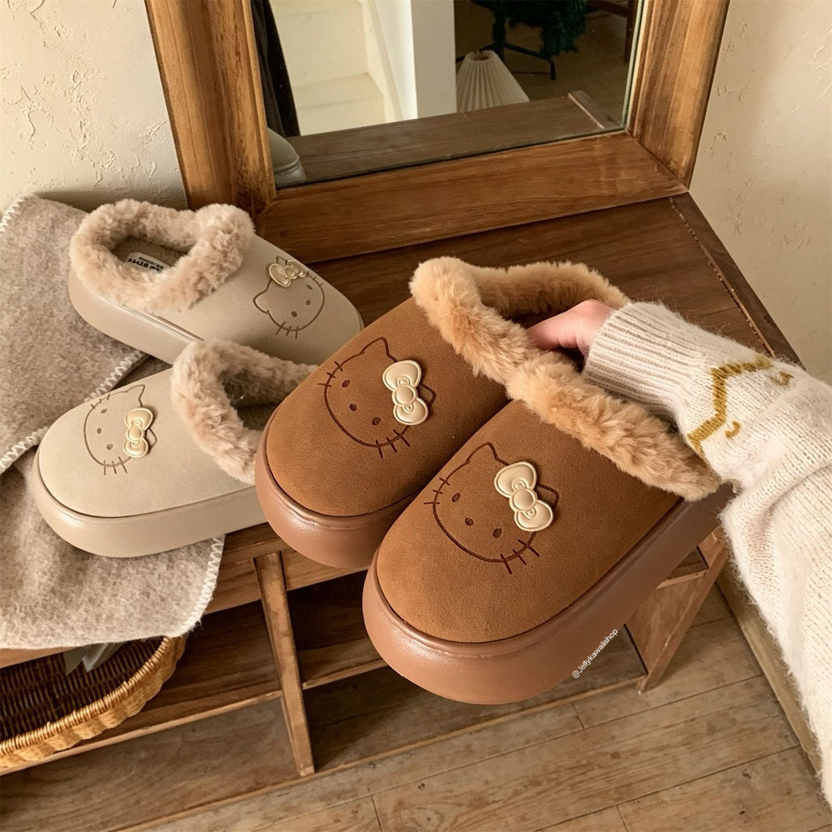 Hello Kitty Chunky Mules Fuzzy Slipper Snow Boots